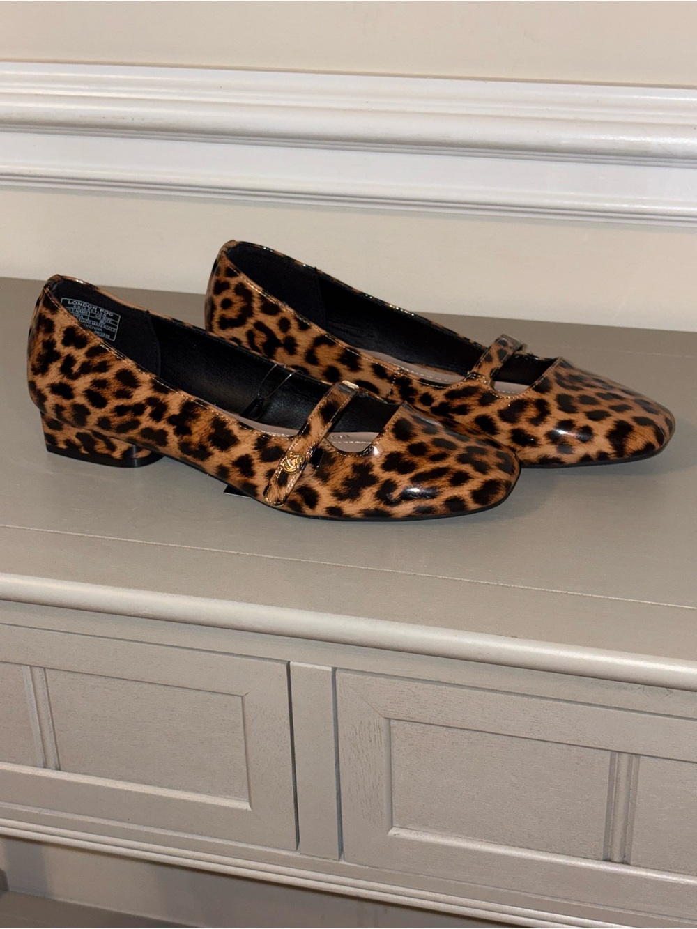 London Fog Leopard-Print Mary Jane Flats - Brown/Black